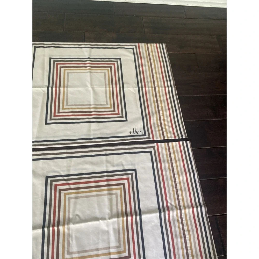 Vintage 1970's Vera Neumann Striped Square Standard Set of Pillowcases MCM